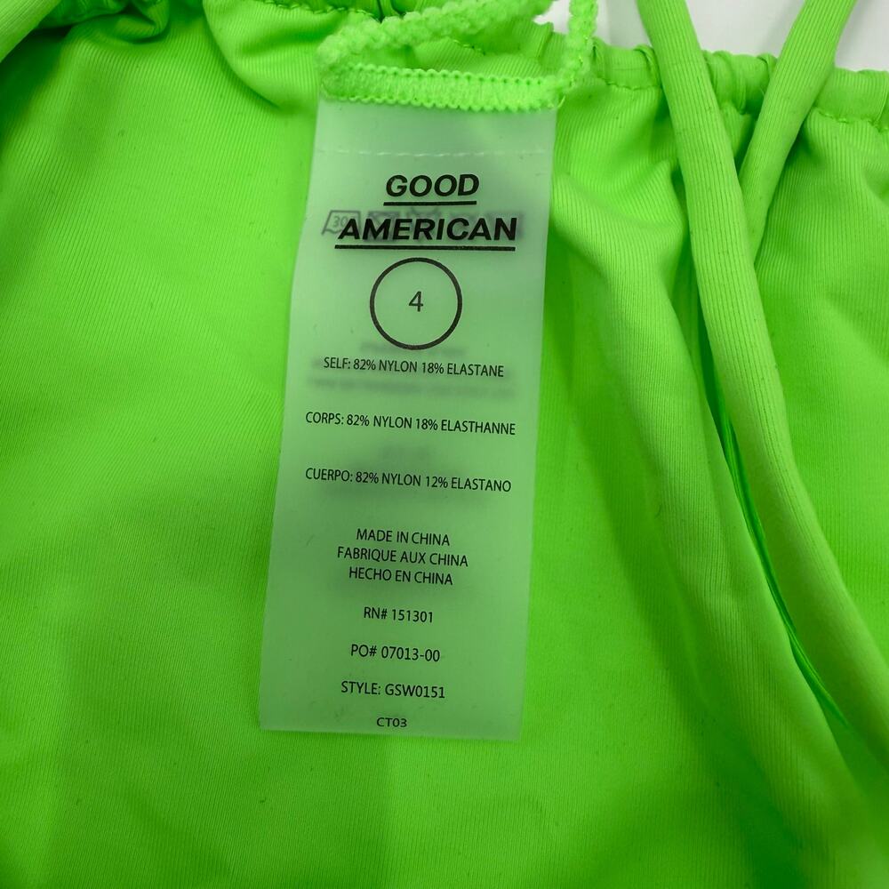 Good American Bikini Bottom Size XL Tiny Ties NWOT Neon Green High Cut Swim NEW - Picture 3 of 14